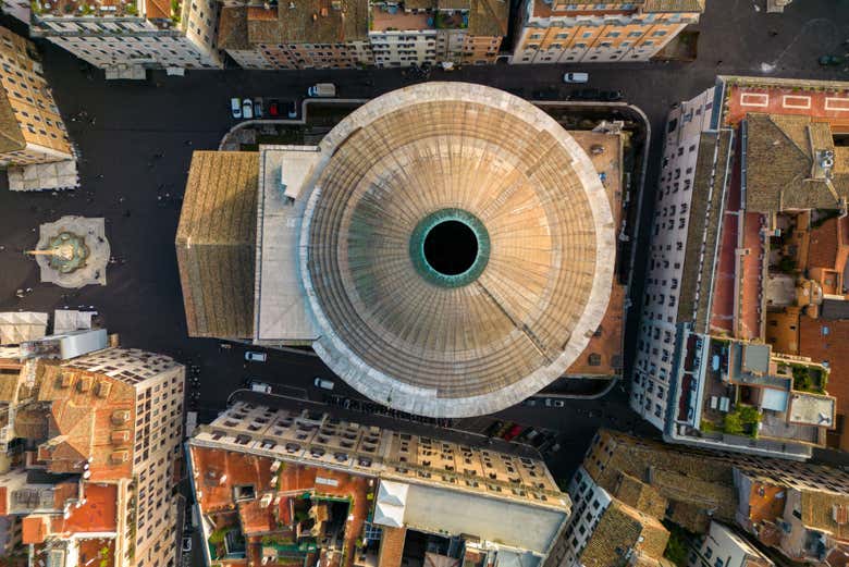 La cupola del Pantheon vista dall'alto